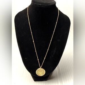 Joya Sterling Silver 14K Gold Plated Sunburst Butterfly Round Pendant Necklace